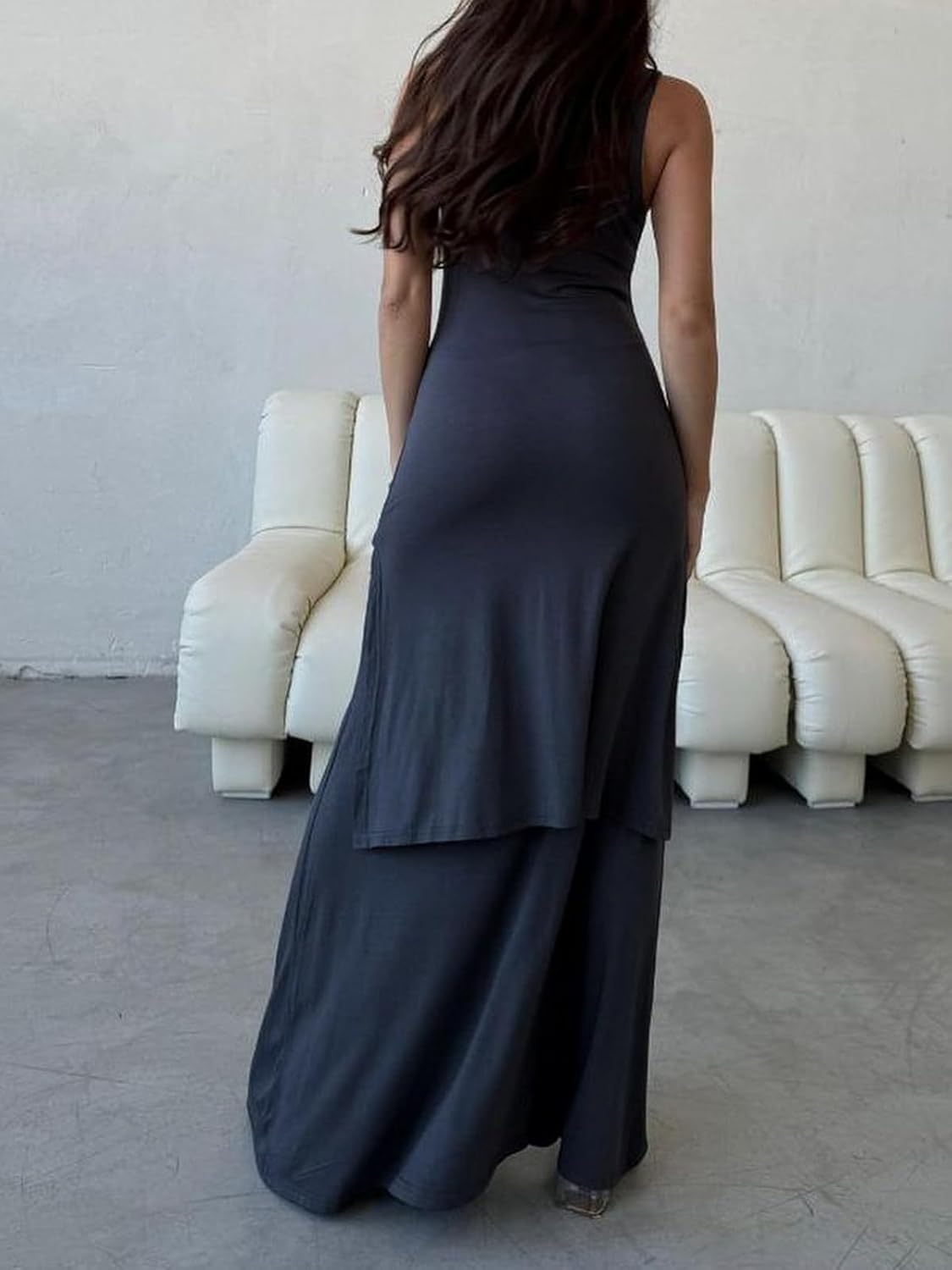 Women's Summer Maxi Tshirt Dress Tie Waist Casual Slim Fit Sleeveless Tank Long Beach Dresses - Image 4