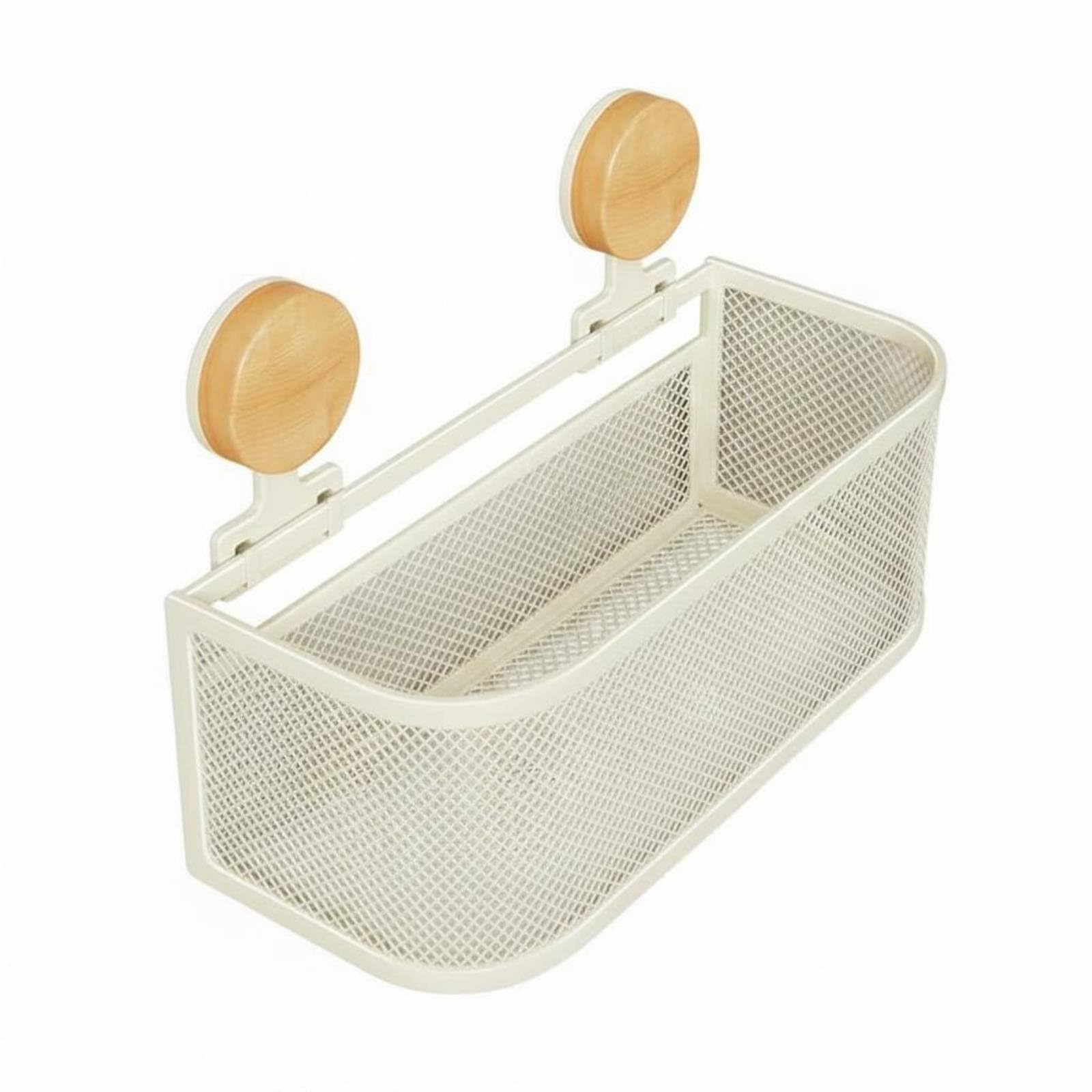 Étagère de douche à ventouses panier de rangement sans perçage blanc crème