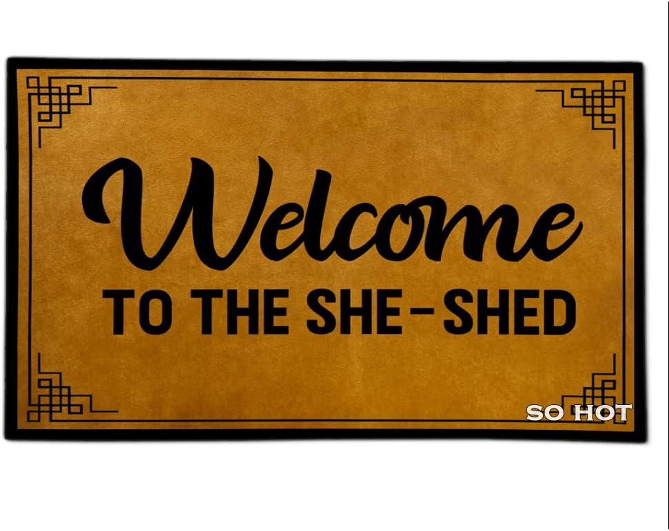 So Hot Funny Door mat Custom Indoor Welcome to The she-shed 18X30 InchHome and Office Decorative Entry Rug Garden/Kitchen/Bedroom Mat Non-Slip Rubber