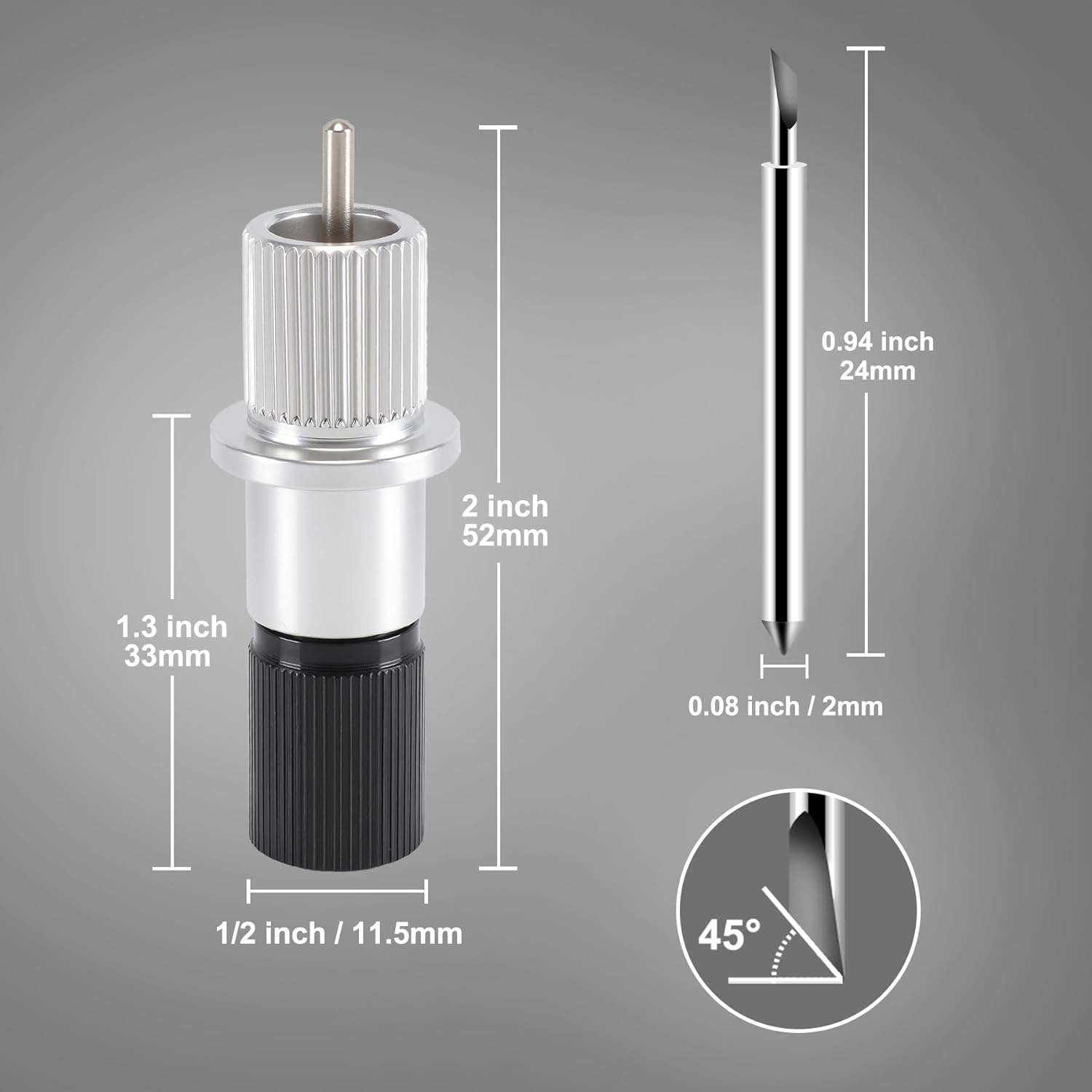 20 Pcs BFVV 45 Degree Vinyl Cutter Plotter Cutting Blades Compatible with Roland Cutting Plotter, with Blade Holder Base, Standard Tungsten Carbide Blades Cut Multiple Materials