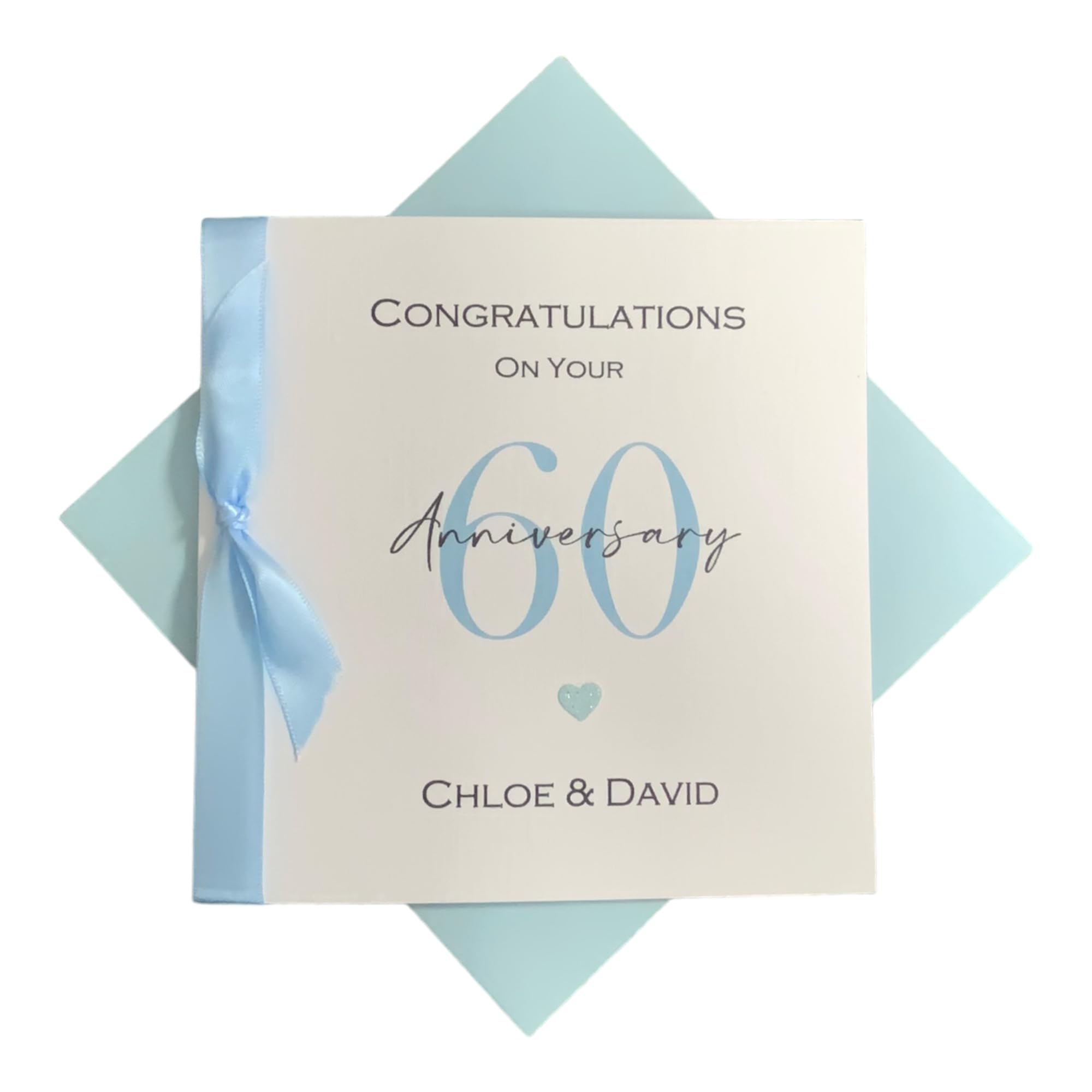 60th Wedding Anniversary Card - Diamond 60 Year Sixtieth Anniversary Greeting Card, Personalised Gift for Wife, Husband, Parents, Couple Friends - Various Designs (Ribbon Number) โ image 1
