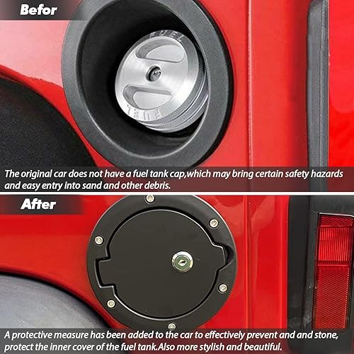 Miniatura 5 de Tapa de tanque de gasolina con bloqueo de puerta de llenado de combustible compatible con Jeep Wrangler JK JKU Sport Rubicon Sahara Unlimited