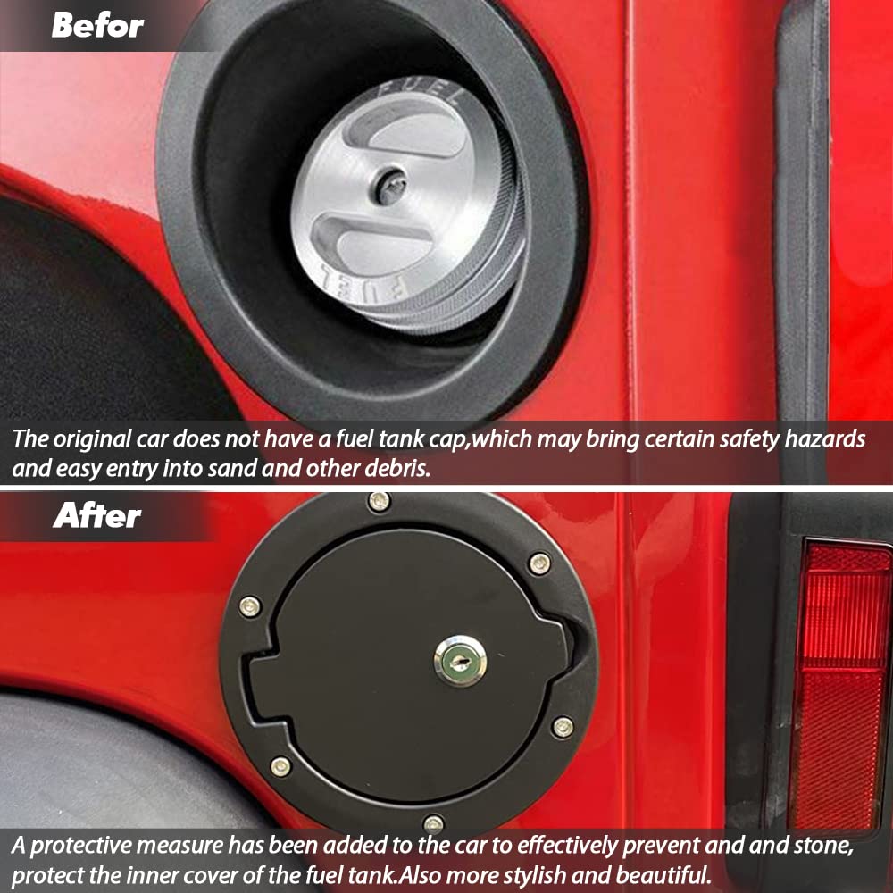 Red Aluminum Gas Cap Cover For Jeep JK/JKU (2007-2018) — Powder Coated, Easy Screw-On Installation