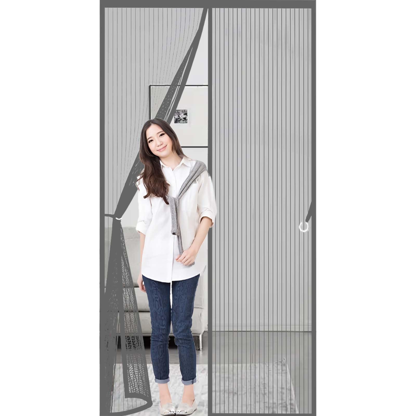Magnetic Door Screen 160 x 183 cm Durable, Keeps Bugs Out, Kid and Pet Friendly Anti Mosquito Mesh Fly Curtain Lets Fresh Air in, Hundreds of Sizes, Grey
