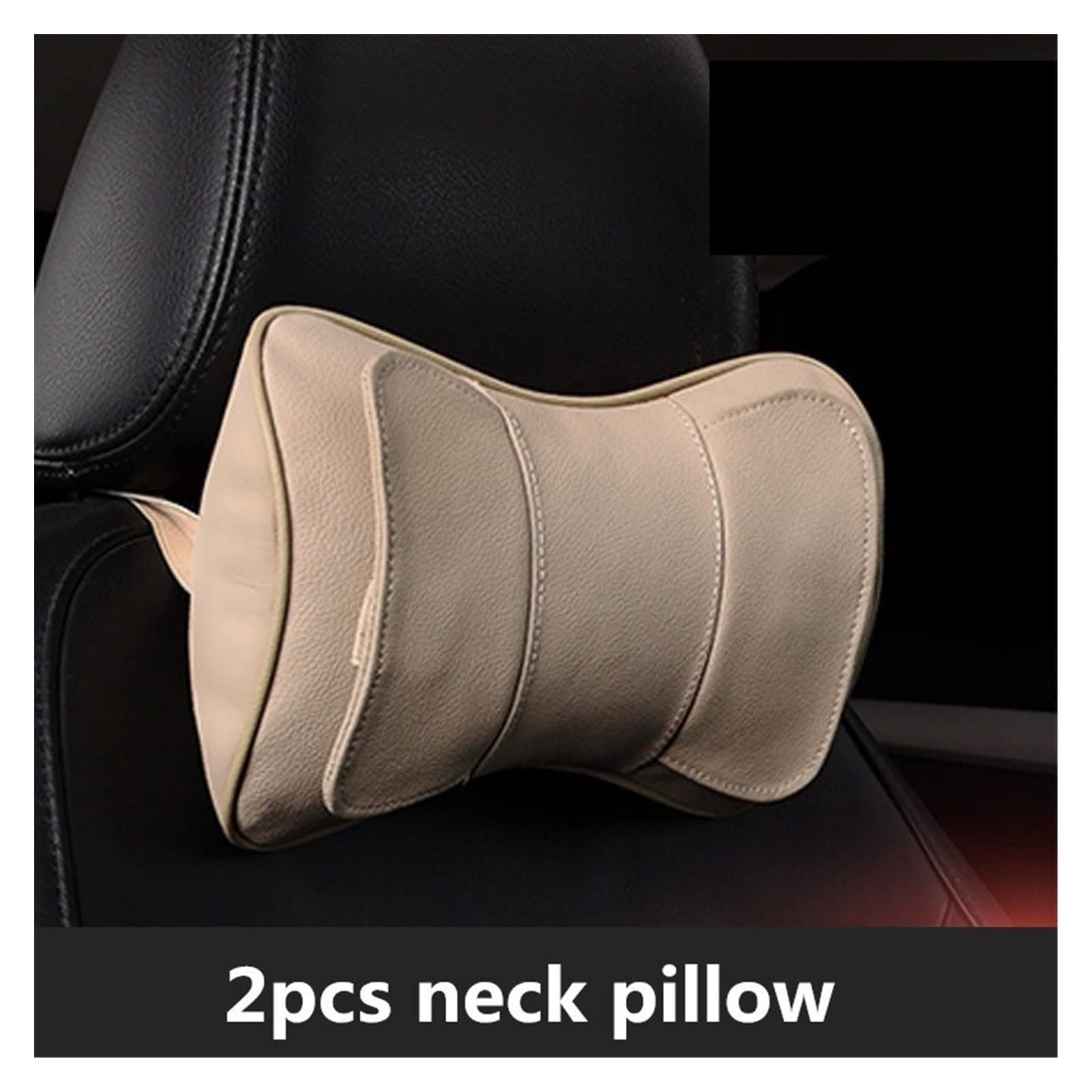 Cuscino per poggiatesta per seggiolino Auto Compatibile con Cuscino per Testa di Supporto per Collo Automatico Nero Accessori in Cotone PP Interni per Uomo (Color : 2pcs Beige)