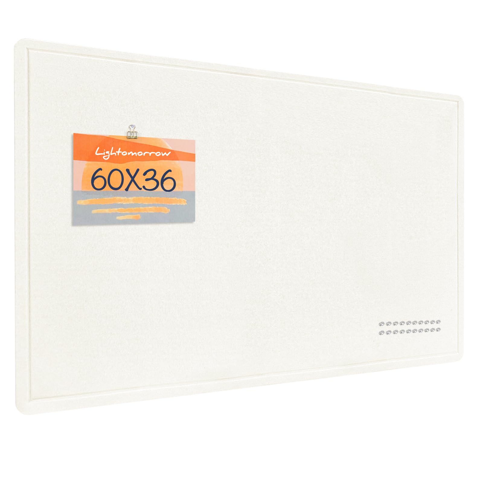 Large Bulletin Board - 60 x 36 Inches, Decorative Felt Pin Board for Wall - 5' x 3' Foldable Photo Display Board with Self-Adhesive Tape, Includes 20 Push Pins - White