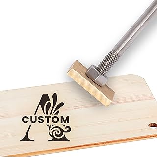 CREATPLANET Capitalize Custom Wood Branding Iron 1.2 Inch Leather Branding Iron Stamp Custom Logo Heat BBQ Stamp with Brass Head & Wood Handle for Baking Woodworking Handcrafted Design - 26 Patterns