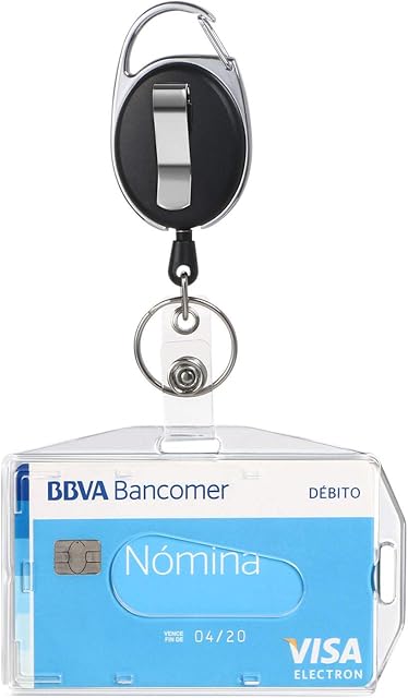 Vicloon Badge Holder, Two-Sided Horizontal Vertical ID Card Holder with Retractable Reel Set for School, Office, Identity Card, Key Ring and Belt Clip Attachment
