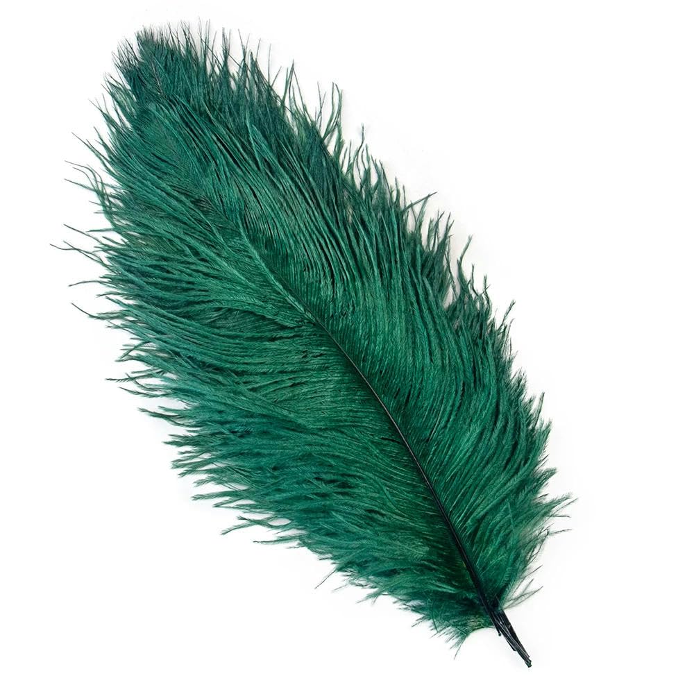 10PCS 15-60cm Big Ostrich Feathers White Ostrich Feather Plumes Carnaval Table Centerpieces Party Wedding Accessories Decoration-Dark green-15-20cm