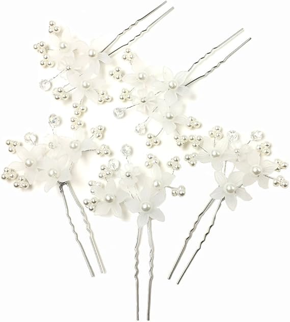 Amazon Co Jp Banane D Or パール ヘアピン 結婚式 花 パール 花 5本 ジュエリー