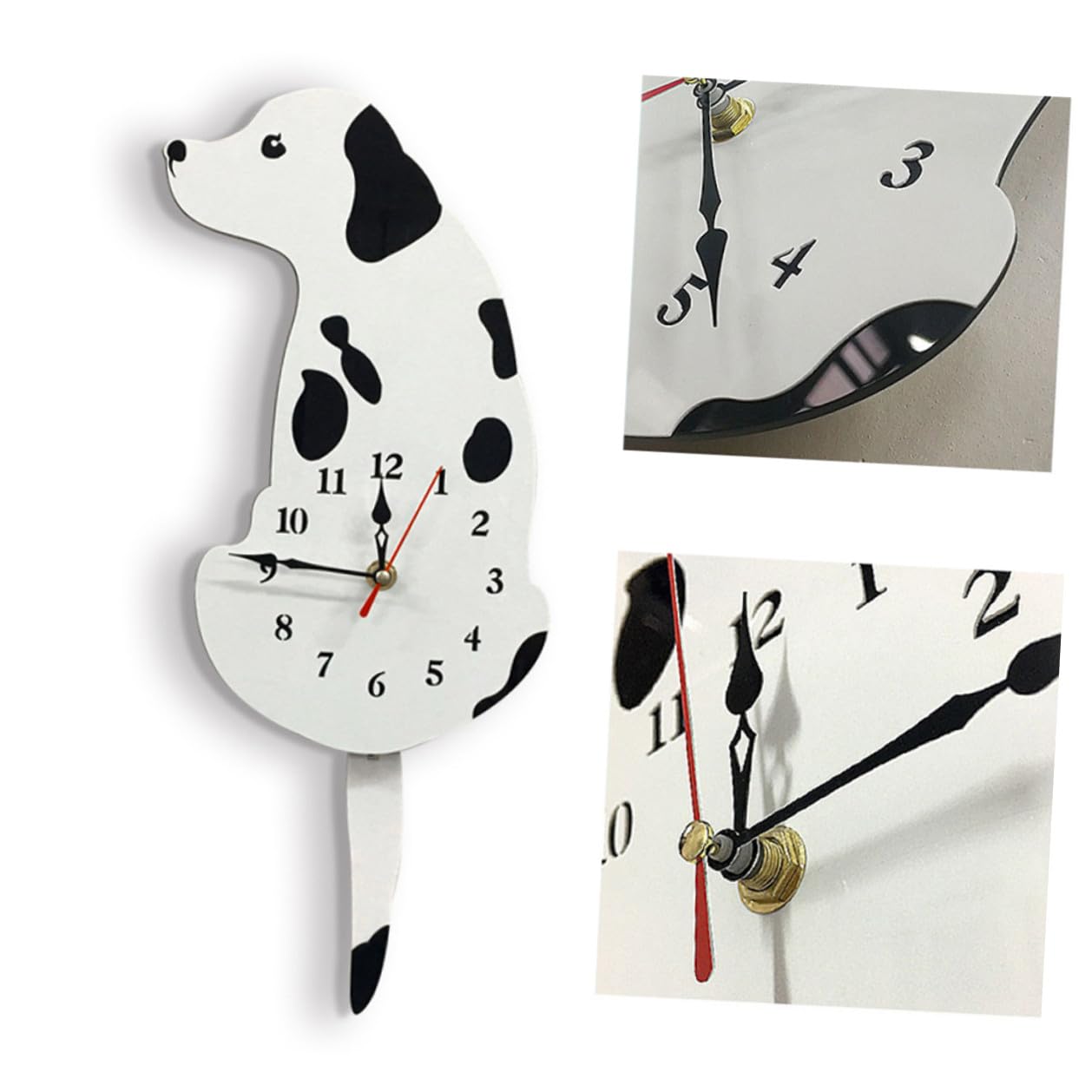 Reloj Material Ecológico y Duradero Acrílico de Pared Creativo Diseño de Perro Moteado Silencioso y Preciso, Adecuado para Cocina o Habitación Infantil