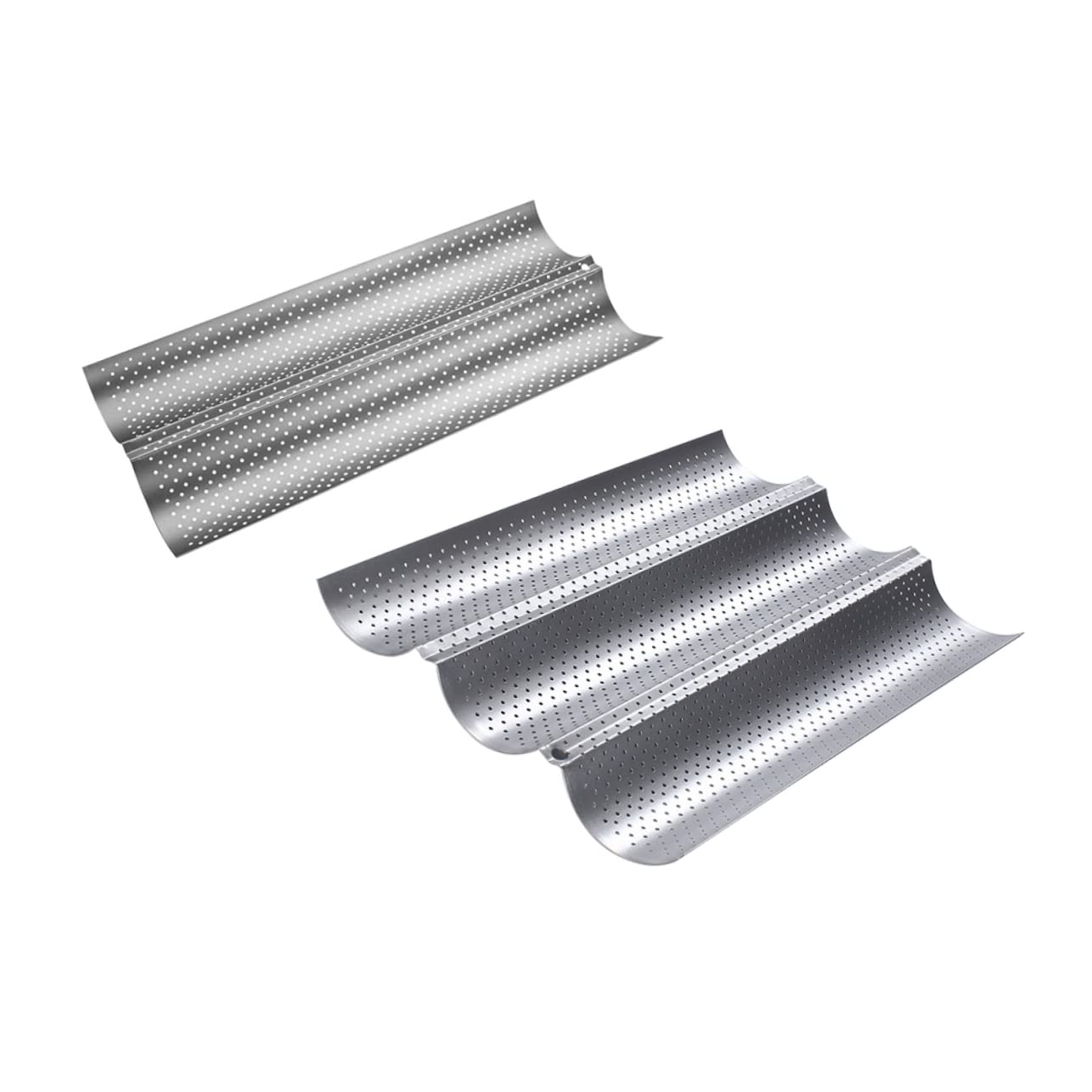 YARNOW 2pcs Moule à Baguette en Acier Inoxydable Argenté Surface Lisse Antiadhésive, Facile à Nettoyer, pour Boulangerie et Pâtisserie Professionnelle