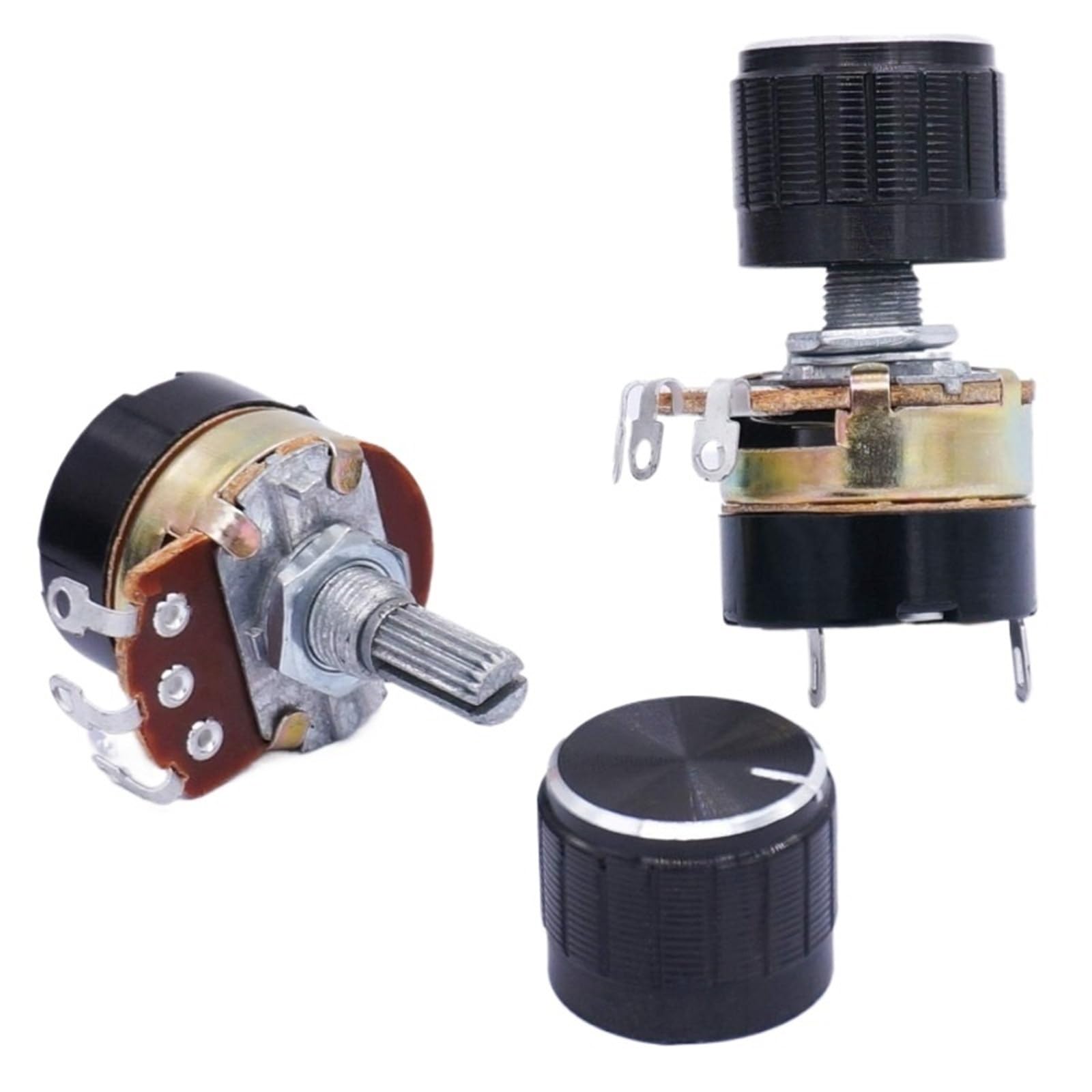 2Sets WH138 B5K B10K Ohm Single Linear Taper Dimmer Potentiometer mit Schalter und schwarzer Legierung 2Pcs(500K Ohm)