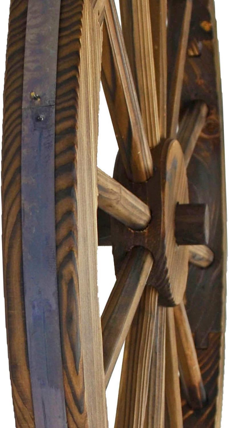 Westcharm Set of 2 Decorative 24" Wooden Wagon Wheel Yard Art | Rustic Steel-Rimmed Wagon Wheels Wall Dcor for Indoor Outdoor Decoration - Brown 24 Inch