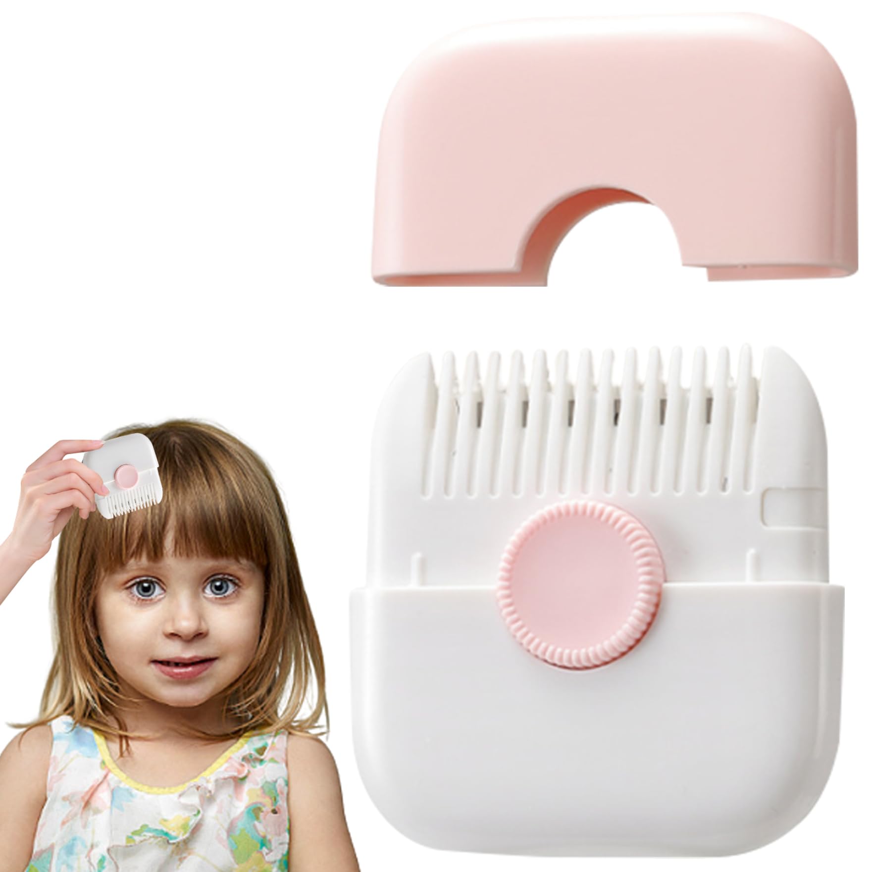 Cortapelos con puntas abiertas para mujer, 2 en 1, mini cepillo de pelo lindo portátil, perilla desmontable a prueba de polvo, cortadora ajustable de acero inoxidable, tipo 1, decoración exterior