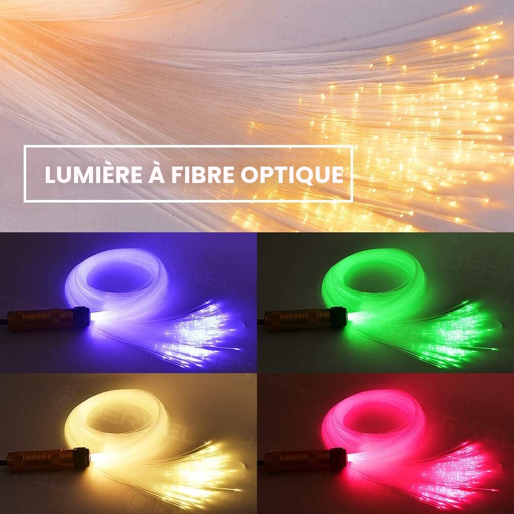 GIDEALED Kit de plafonniers étoiles à fibre optique LED contrôlés par App Smart, Bluetooth RGBW Fiber Optic Lights avec 200 câbles 2m,0,75 mm pour éclairage d'ambiance plafond maison/voiture Blanc
