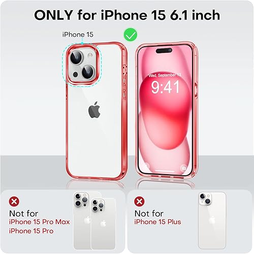 Vista 50 de MOCCA Funda transparente compatible con iPhone 15, no amarillea, compatible con carga inalámbrica, delgada, a prueba de golpes, transparente, a