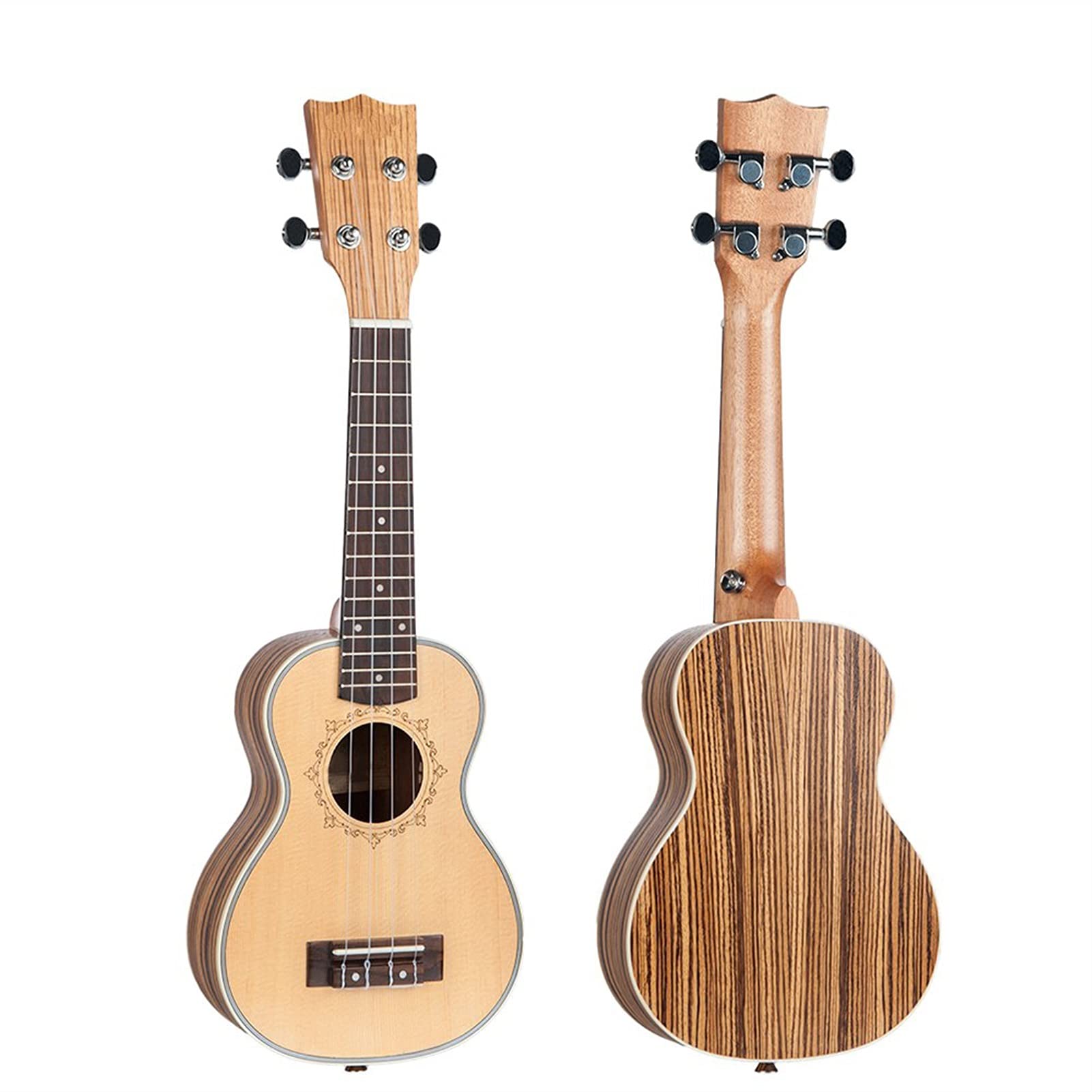 Ukulele koncertowe Początkujący Ukulele 21/23/ 26 Cal Ukulele Sopran Spruce Top Zebra Drewniana Backboard Mahoniowy Podstrunnica Ogume Head Instrument