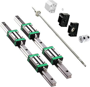 2PCS HGR20-1500mm Linear Rail + 1PCS RM1605-1500mm Ballscrew with BF12/BK12 Kit, DSG16H Nut Housing, Coupling, Slide Blocks Linear Guide Rail Ball Screw Set for DIY CNC Routers Lathes Mills