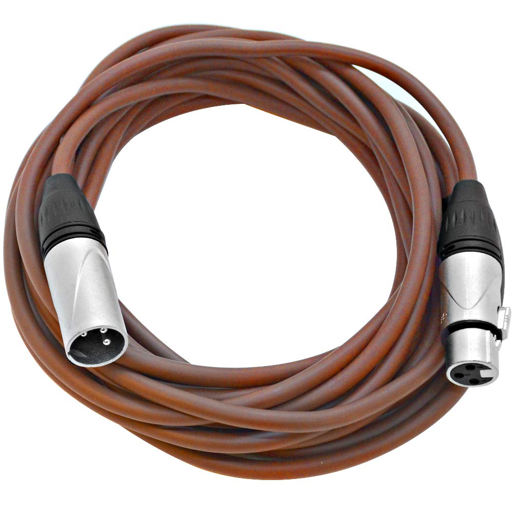 Seismic Audio SAXLX-25Brown - Cable de conexión para micrófono XLR (3 pines, macho XLR a XLR hembra, 25 pies), color marrón