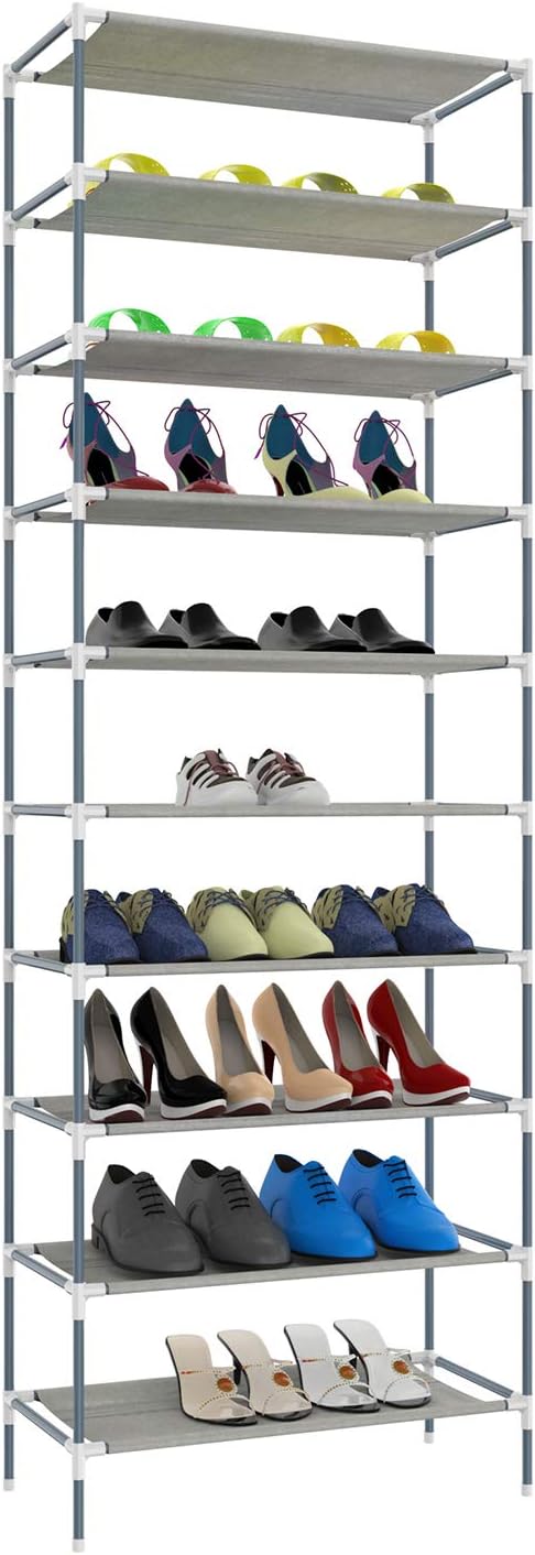 ncient 10 Tiers Easy Assembled Shoe Rack Stand Sturdy Shelf Storage Organizer
