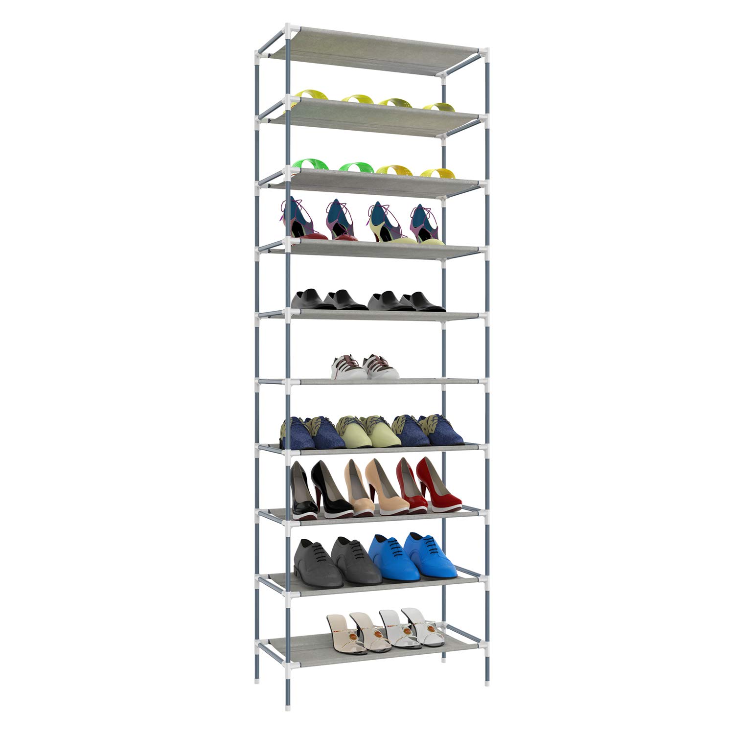 ncient 10 Tiers Easy Assembled Shoe Rack Stand Sturdy Shelf Storage Organizer