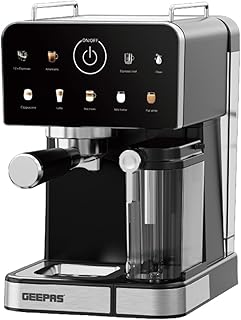 10-in-1 Espresso Machine | 20 Bar Professional Pump Coffee Machine with Milk Frother Touch Display Thermoblock Heating | Cappuccino Latte Maker 1.5L Water Tank Ground Coffee Grinding 1350W