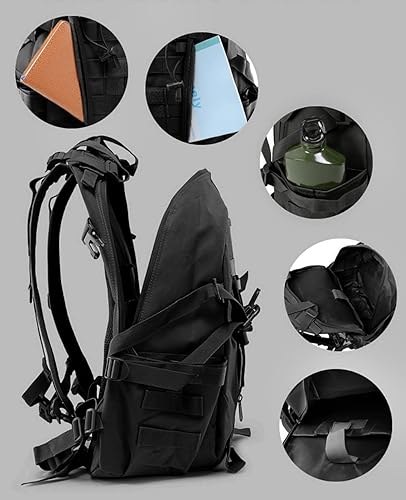 Miniatura 10 de LIMHOO Mochila táctica para motocicleta, mochila militar Molle Bag EDC Mochilas de senderismo para ciclismo, campamento, CP Camo