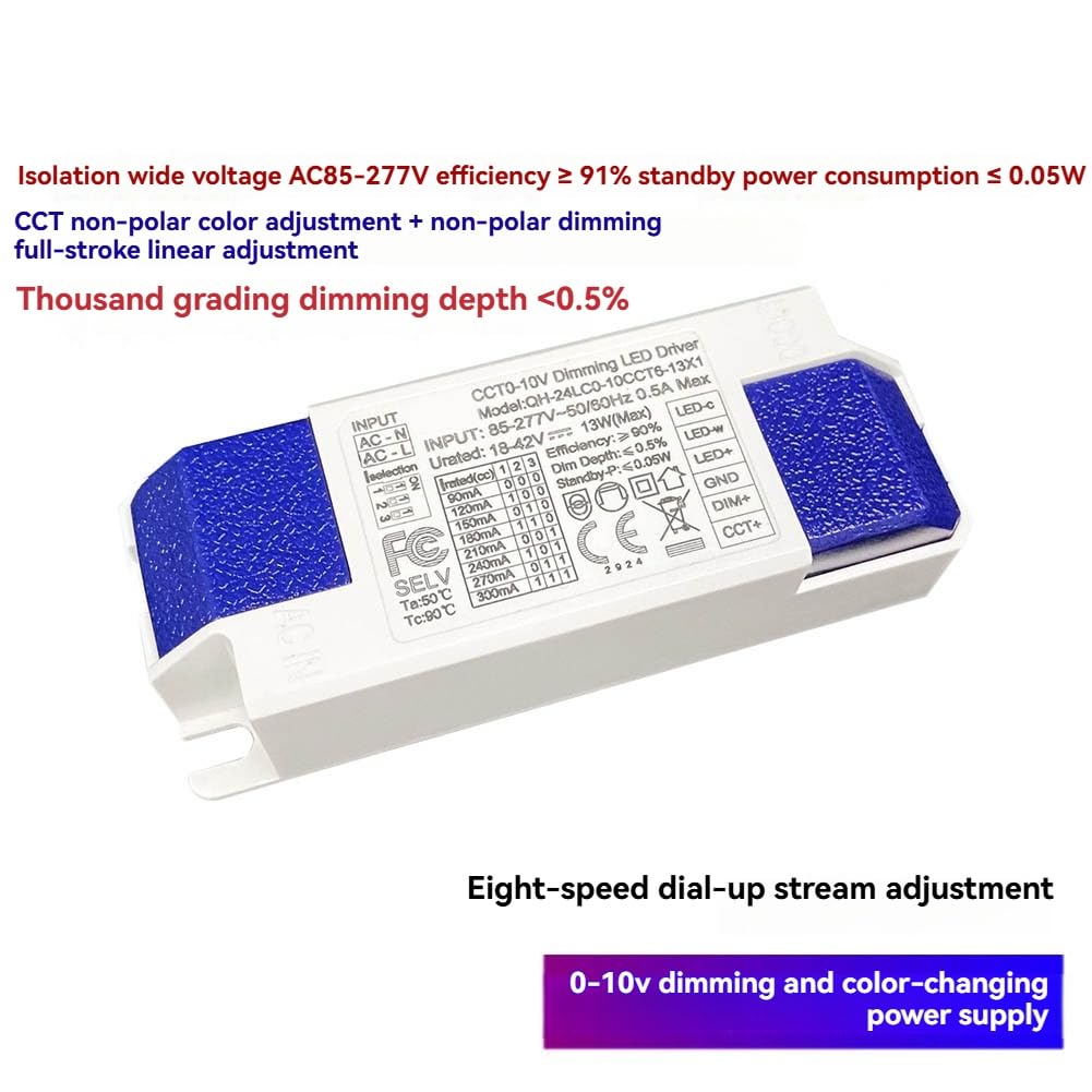 Driver LED Dimmerabile 0-10V 240mA-300mA, Trasformatore per Illuminazione da 12W, Alimentatore per Faretti A Soffitto, Faretti A Tubo e Luci LED.