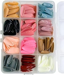 مجموعة أظافر صناعية ملونة ستيلتو كاملة التغطية مصنوعة من جل اكريليك ناعم بأطراف مدببة لتزيين الأظافر وتصاميم مانيكير للاستخدام في المنزل أو الصالون اصنعها بنفسك للنساء والبنات، 288 قطعة (12 لون) شكل