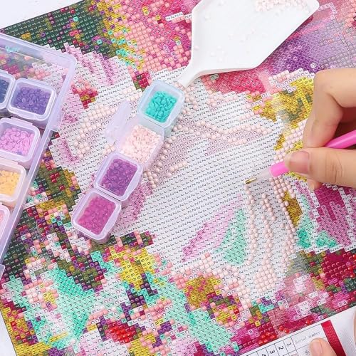 Image of SGHUO Diamond Painting Storage Boxes 3 Pack 28 Grid Plastic Bead Organizer | Clear Plastic, Divided Compartments, for Diamond Art Beads Jewelry and Craft Supplies, Portable Project Storage