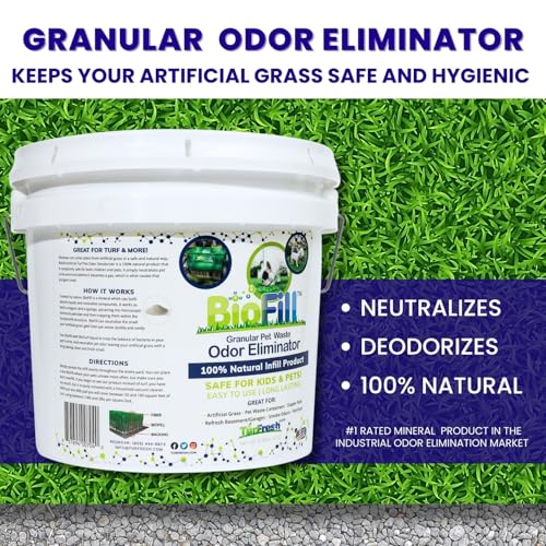 Image of BioTurf Granular Turf Infill - Yard Odor Eliminator for Artificial Grass & Dog Runs - Natural Turf Deodorizer for Pet Urine & Feces Neutralizer - Safe for Kids & Pets - 1 Gallon Pail