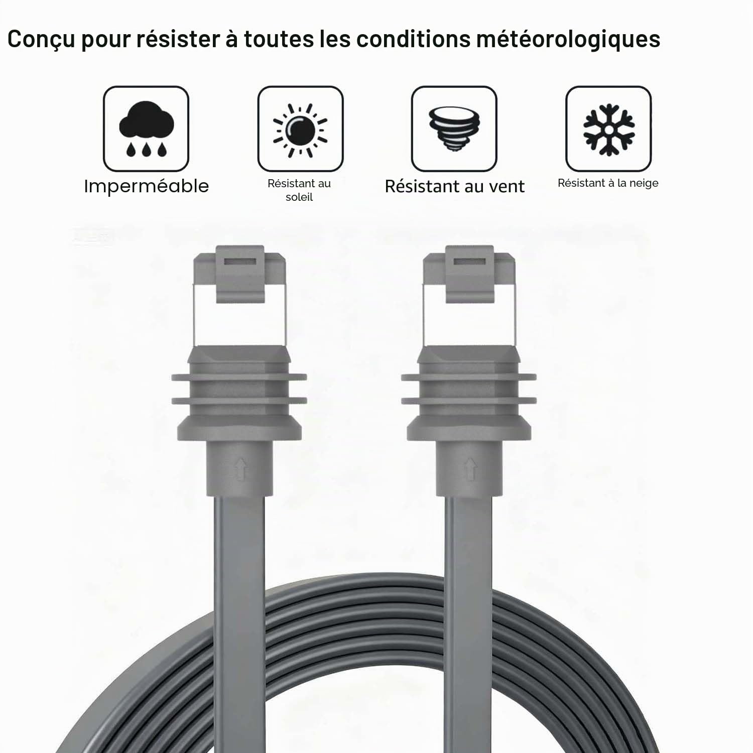 Elfcam - 30m Câble Ethernet Plat Cat 6A pour Starlink Gen 3 et Mini – 10Gbps, RJ45, IP68 Étanche, 9.2x3.2mm, Intérieur/Extérieur, Haute Vitesse et Flexible pour Installation Murale