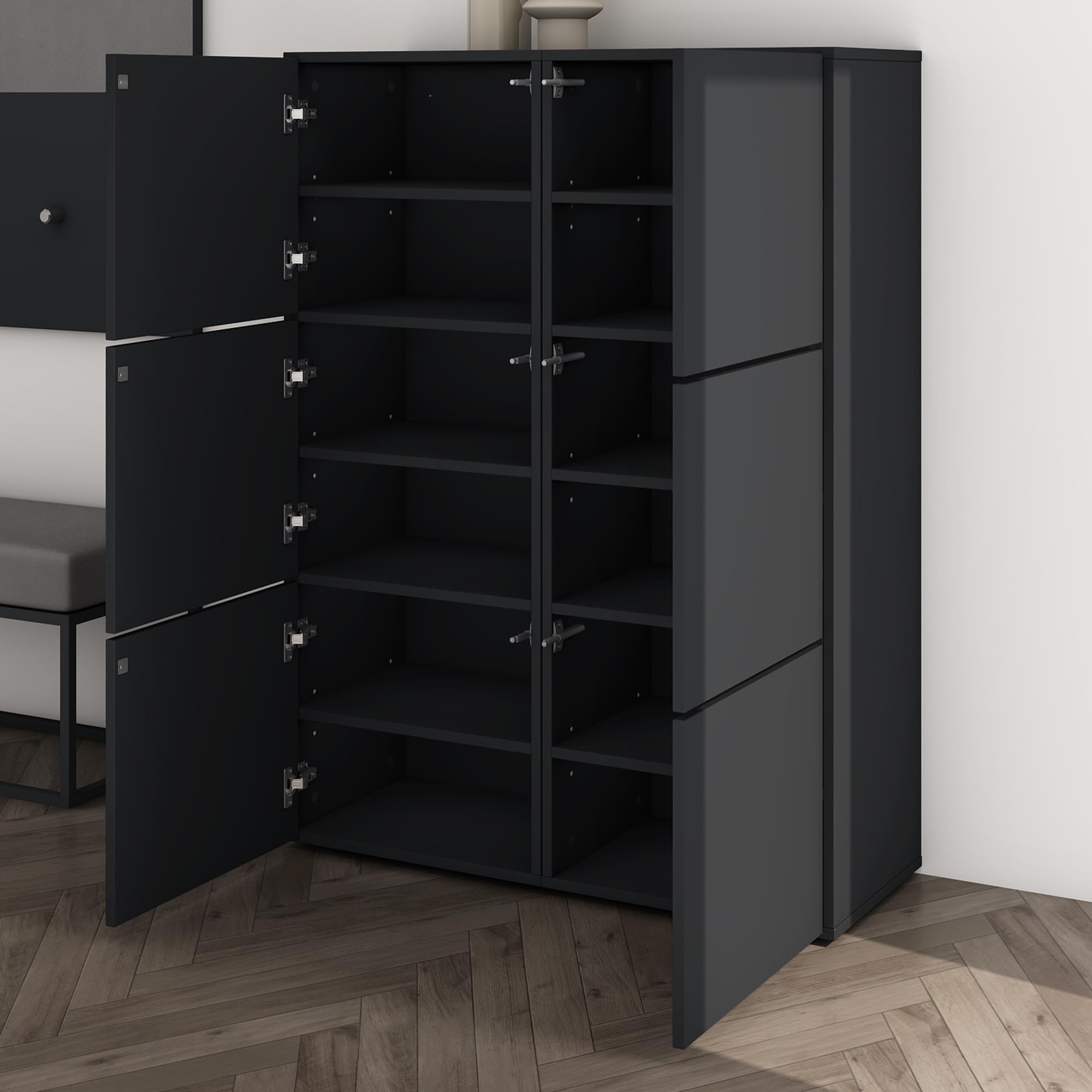 Mayi Box Scarpiera Portatile Pieghevole Con Ruote E Ante Magnetiche Trasparenti - 9 Ripiani, Capacità 36 Paia, Facile Montaggio, Per Ingresso E Armadio