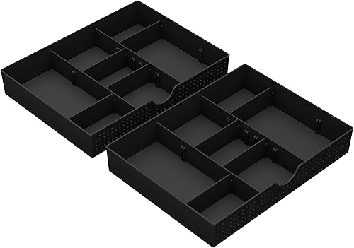 Miniatura 8 de CAXXA Organizador de cajones con 3 ranuras con dos divisores ajustables – Cajón organizador divisor para suministros de escritorio de oficina y