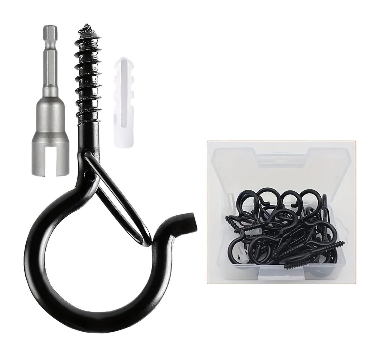 FJQFHH Gutter Hooks Shape, Windproof Screw Hooks With Safety Buckle For String Lights And Plants(20pc)