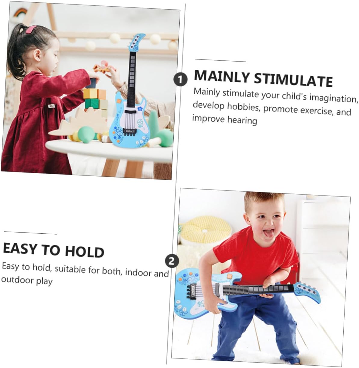 SUPVOX Boys and Girls Electric Guitar Toy Musical Instrument for Beginners Educational Plaything Bright Colors for Indoor Learning and Early Childhood Development