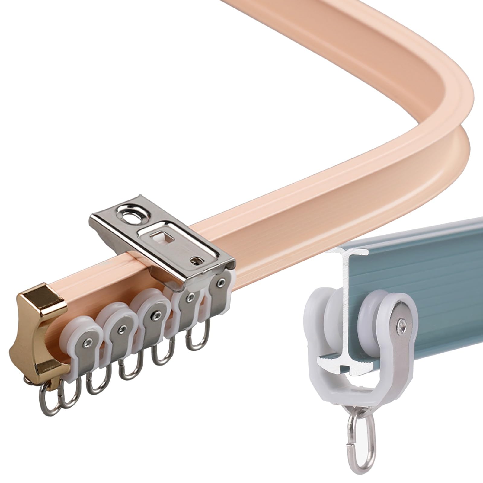Ceiling Curtain Track Bendable And Straight Wall Curtain Track, Flexible Curved Aluminum Heavy Duty with Silent Pulley