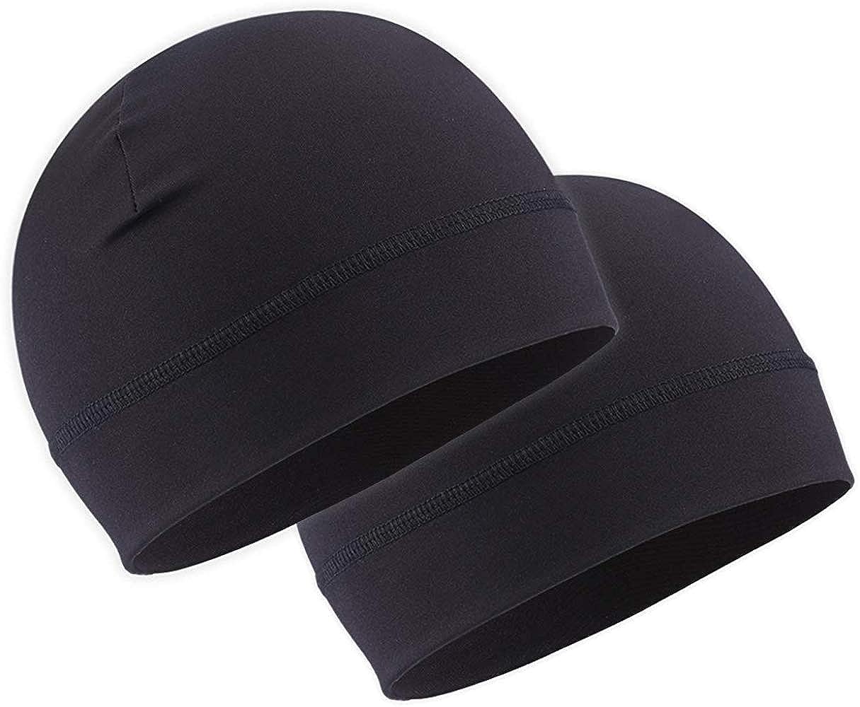 Men's Cooling Liner Cap – Sweat-Wicking Headwear for Under Helmet Use, Hair Protection Cap for Men & Women (Black, One Size Fits All)