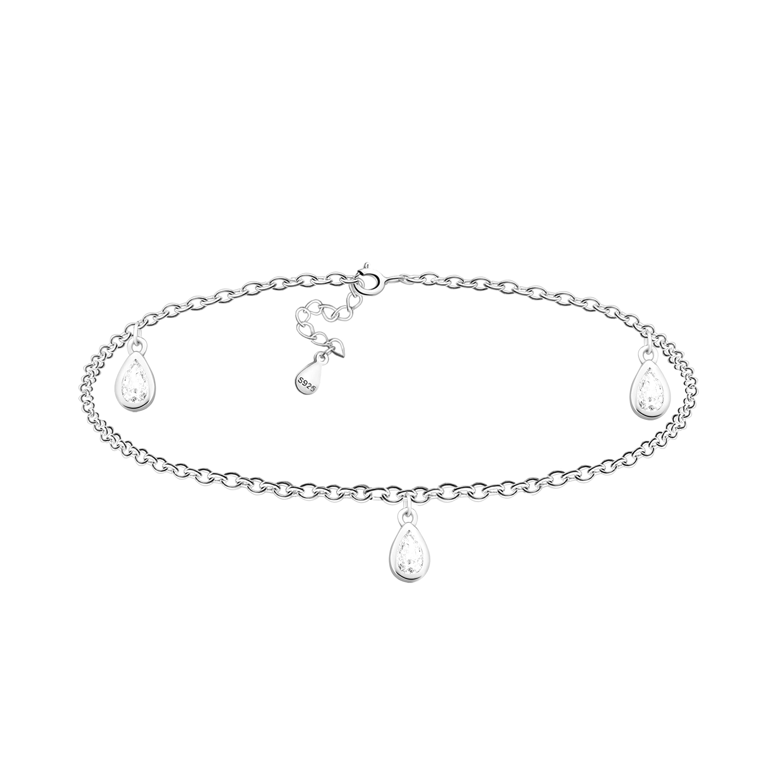 Sofia Milani - Damen Fußkette 925 Silber - Zirkonia Anhänger