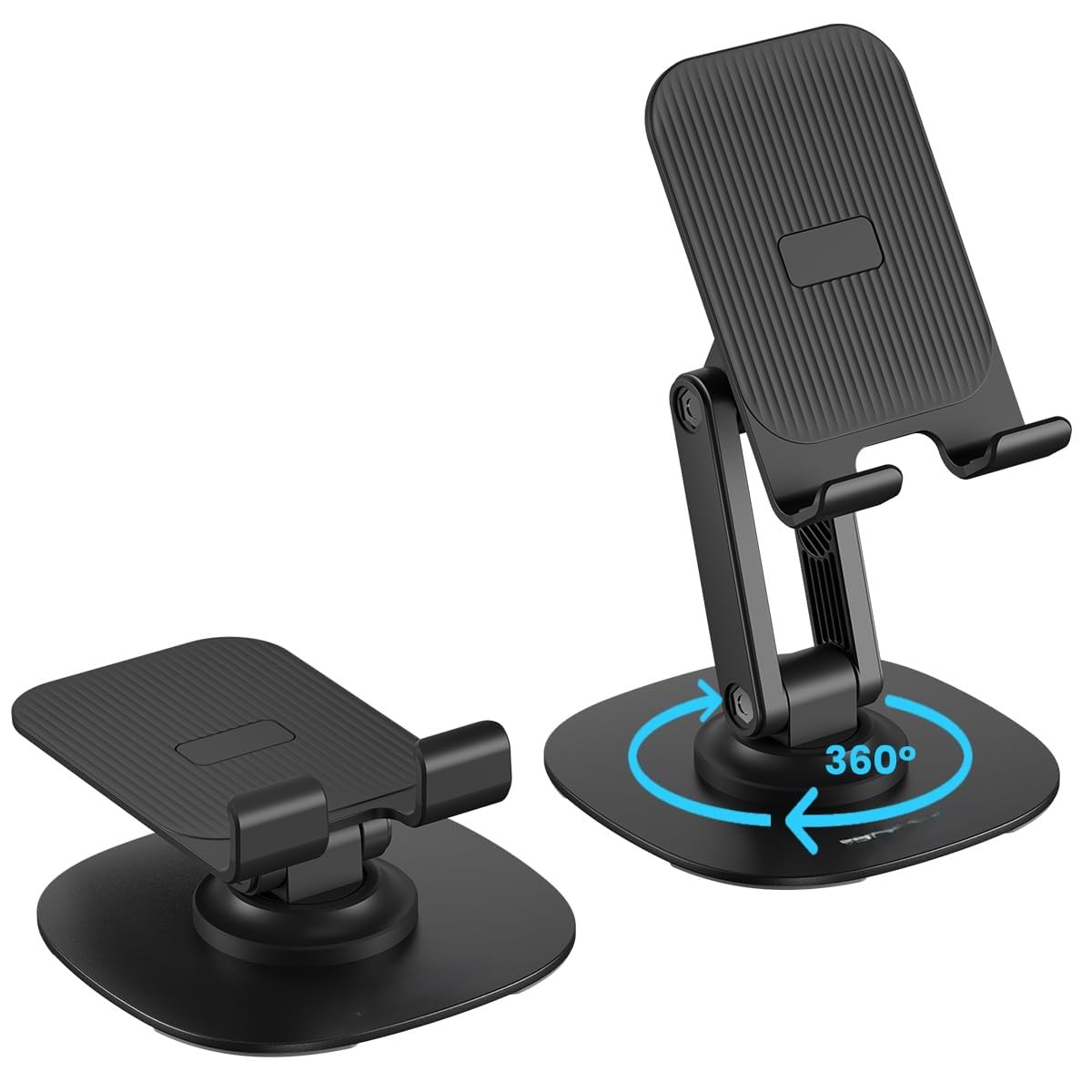 daniyah 360 degree rotatable foldable mobile phone stand with stable metal base adjustable height anti skid pad for smartphones tablets desk table bed office