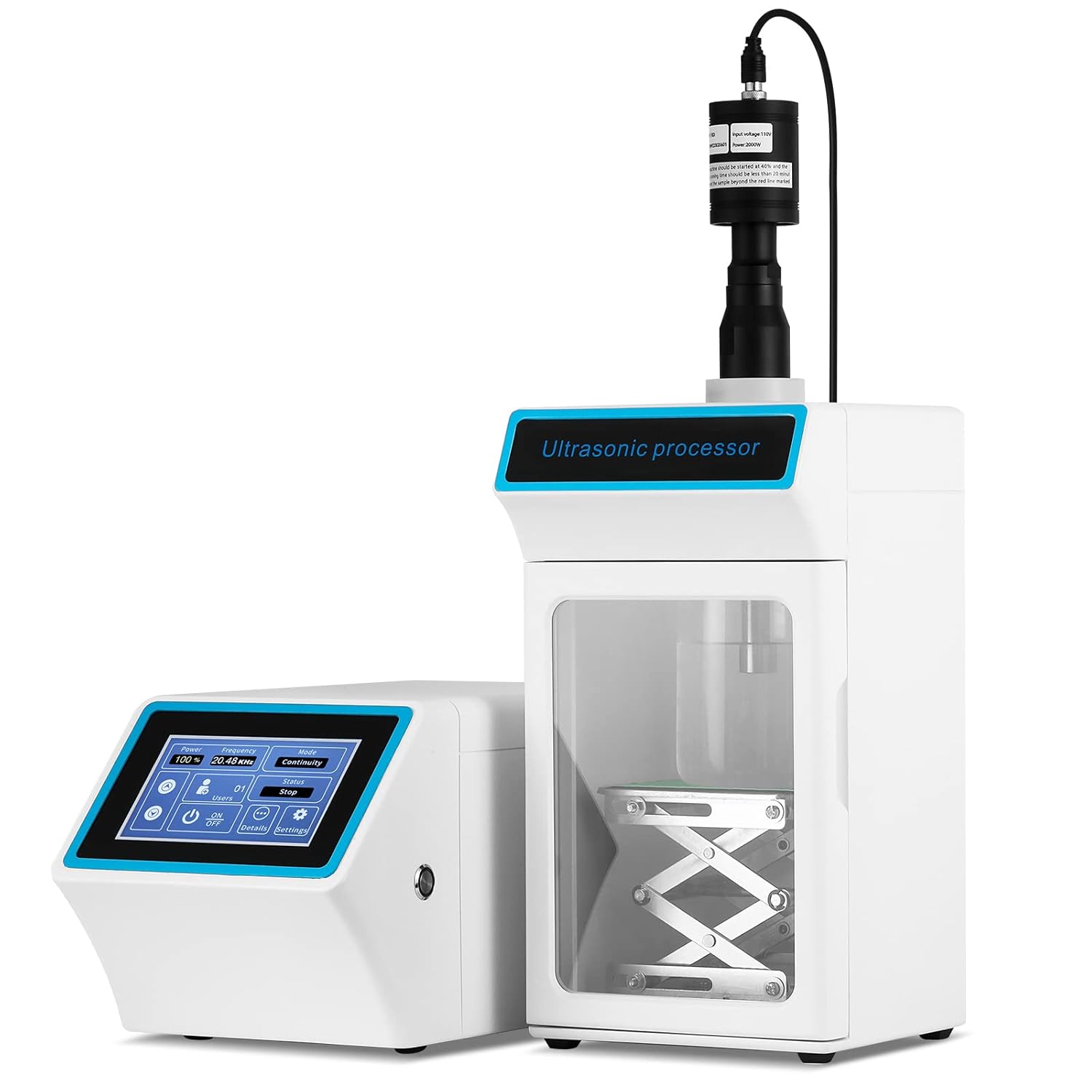 BAOSHISHAN Ultrasonic Homogenizer 2000W Lab Sonicator Processor Ultrasonic Cell Disruptor Mixer Handling Capacity