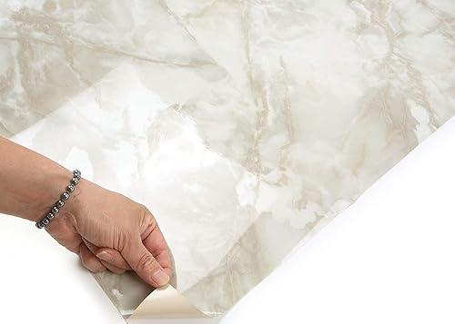 Miniatura 4 de ROSEROSA Papel tapiz autoadhesivo de mármol sintético de PVC, revestimiento de estante superior para encimera, color Aurora (PGS4130: 2.00 pies x