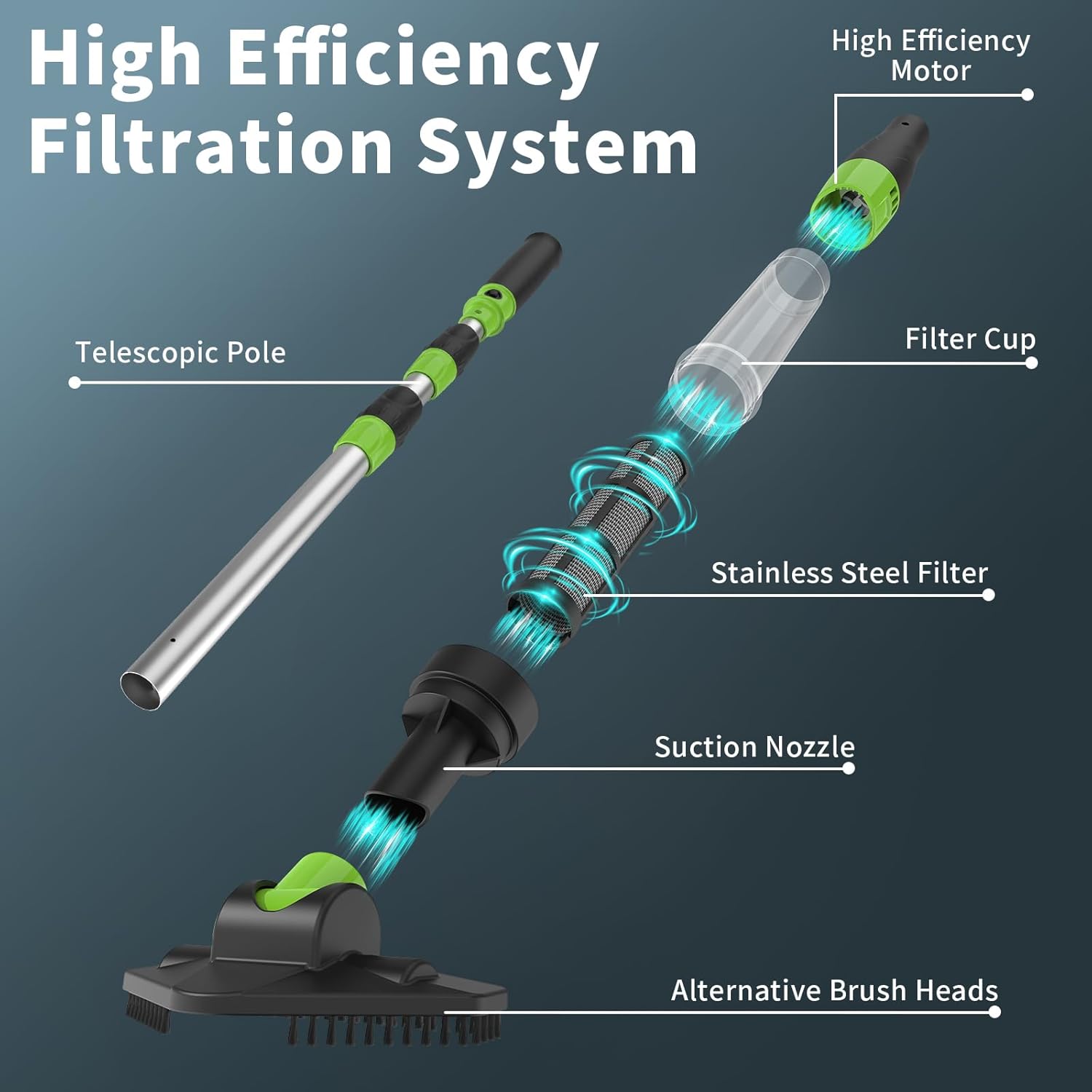 Cordless Pool Spa Hot Tub Vacuum Cleaner, Handheld Rechargeable Pool Cleaner, Suitable for Small Pools for Sand and Debris, Above-Ground Pools, Hot Tubs, Spas, Black