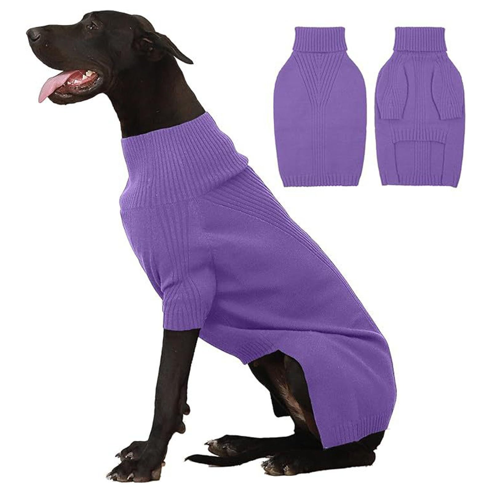 Hundepullover, Thermostrick, Großer Hundepullover, Hundepullover Mit Rollkragen, Hundepulli Für Hunde Und Katzen, Wärmend & Bequem Hundebekleidung,Für Kalte Tage (Purple, XXXXL)