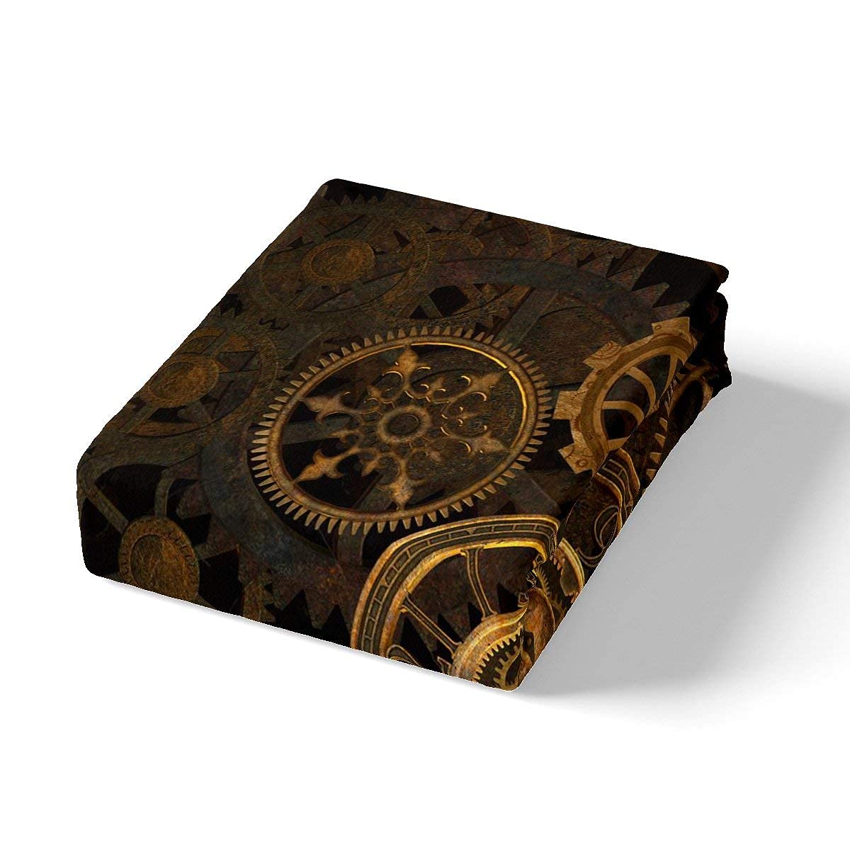 Homewish Golden Ndustrial Gear Bettwäsche Set 155x220 Steampunk Stil Bettbezug Uhren Thema Trösterbezug für Jungen Männer Mechanische Gerät Tagesdecke,Schwarz