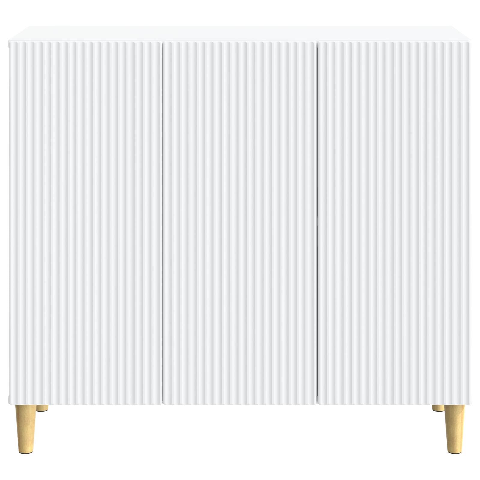 Credenza bianca 89 x 34,5 x 80 cm, comò con 3 ante, in legno