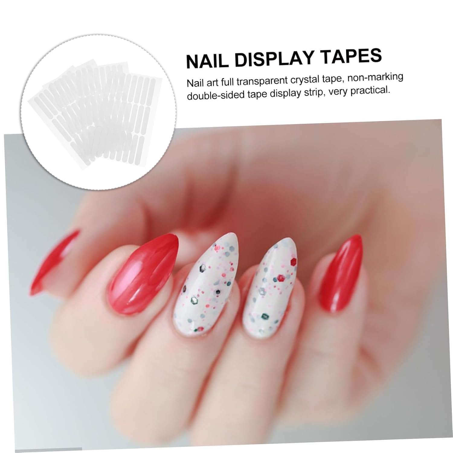 MERRYHAPY 4sheets Double-sided Tape for Nail Art Display Adhesive Nail Display Strips for Salons Students High-viscosity Easy to Use