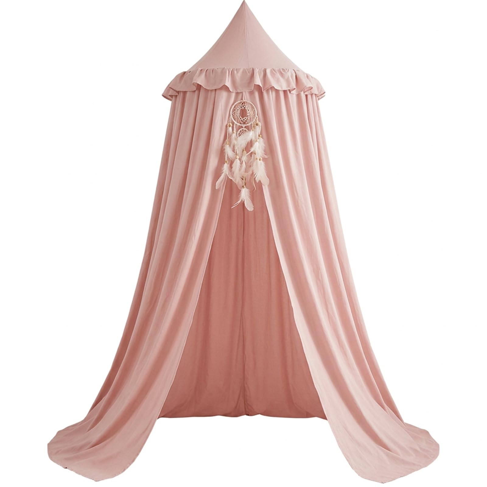 Goutdori Bed Canopy for Girls Large Princess Kids Canopy with Ruffled Edge Bed Tent for Children's Bedroom Play Area