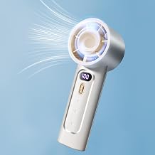 Portable Handheld Fan, Speed1-100 Adjustable Turbo Mini Portable Fan, 4000mAh Battery Rechargeable Small Handheld Fan, Personal Mini Fan with Digital Display for Camping, for Women, White
